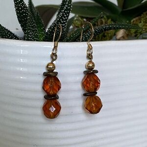 Elegant Gold and Amber Beaded Earrings